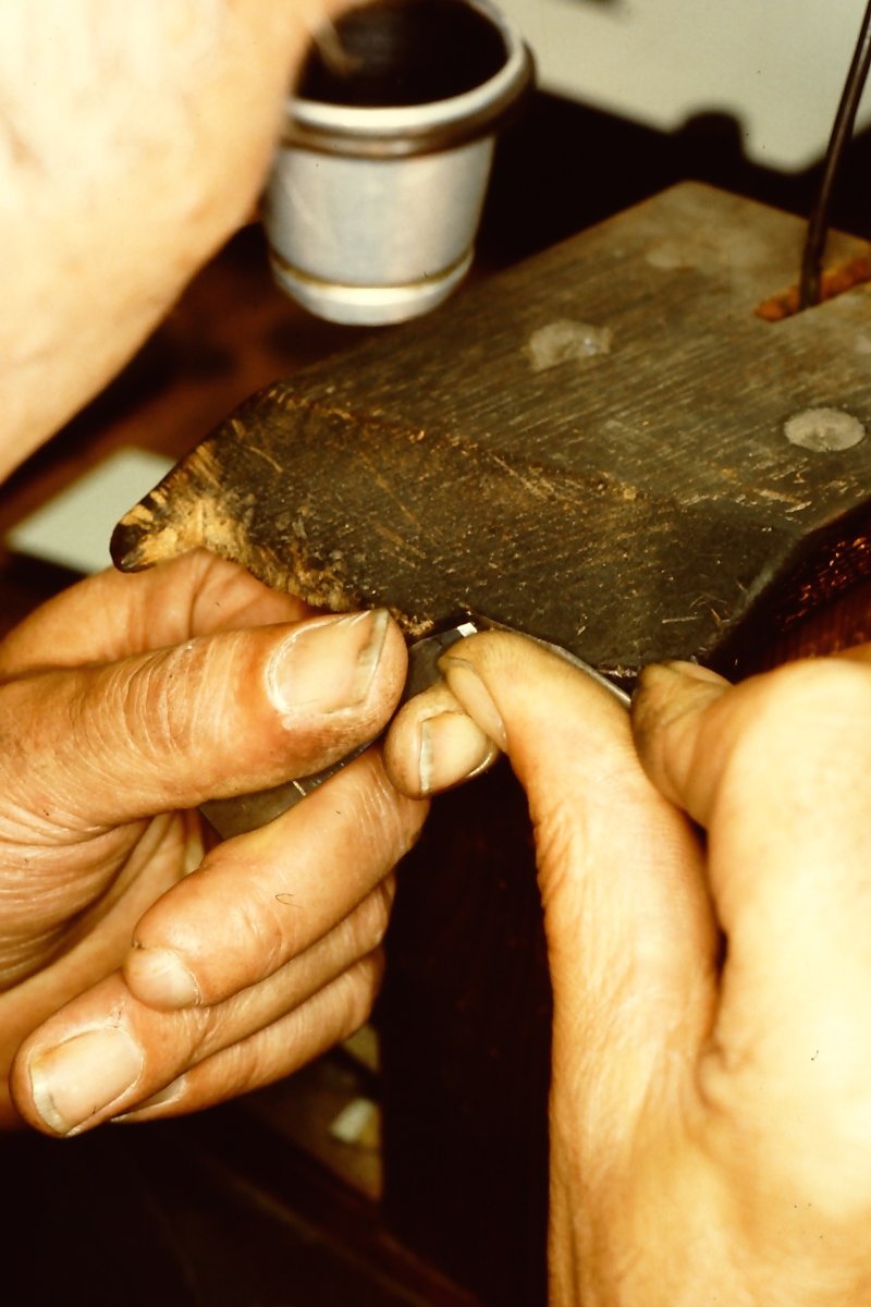 From the Piet Jacobs' collection: never published photos of Henk Drost cutting punches at Joh. Enschedé &amp; Z. #punchcutting #typography #letterpress