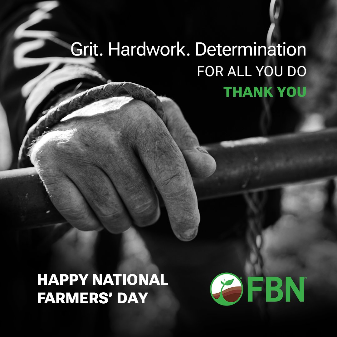 FBNFarmers's tweet photo. #Farming takes grit, hard work, and determination. Today we want to recognize the men and women in agriculture. Here’s to the hands that feed us all. Happy National Farmers’ Day from the team at #FBN. #FarmersFirst #farmersday https://t.co/xHolm80b7h