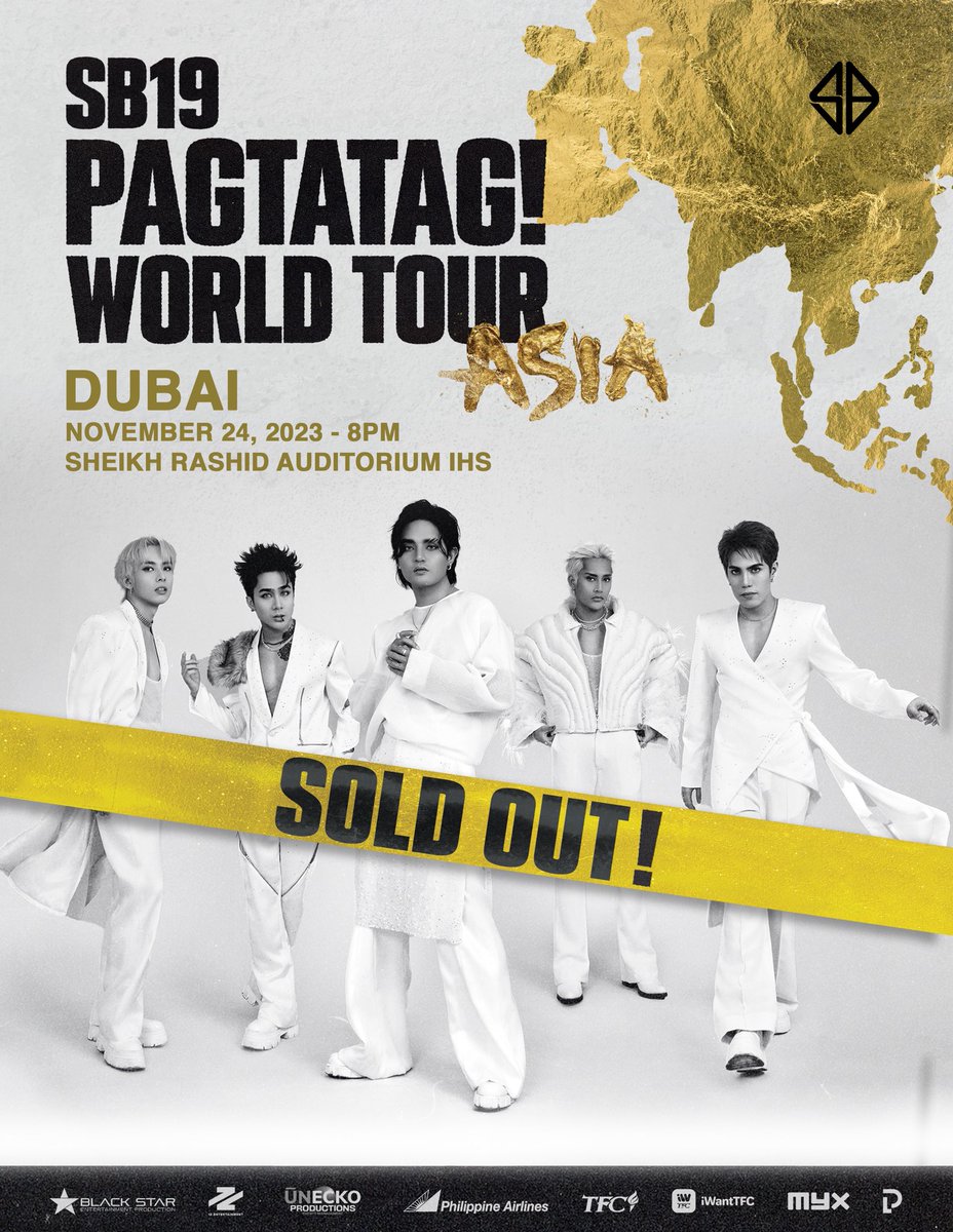 ⚠️ PAGTATAG! World Tour: Dubai

Tickets for the concert at Sheikh Rashid Auditorium on November 24 are officially 𝗦𝗢𝗟𝗗 𝗢𝗨𝗧!

Thank you for the overwhelming support A'TIN, see you there!

#SB19 #PAGTATAG #SB19PAGTATAG #PAGTATAGWorldTour #PAGTATAGWorldTourAsia