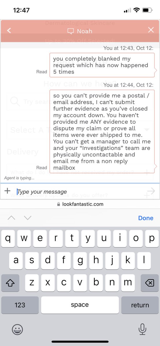 GriffithsSales's tweet photo. @LookfantasticCS  WORST customer service. Still no response from ur pathetic “Investigations” team. U advised via Twitter to contact ur online chat. They do NOTHING. Don’t even bother to read the messages I send them. They provided a link to an account I can’t access! Unhelpful https://t.co/vsFhoHKH5D