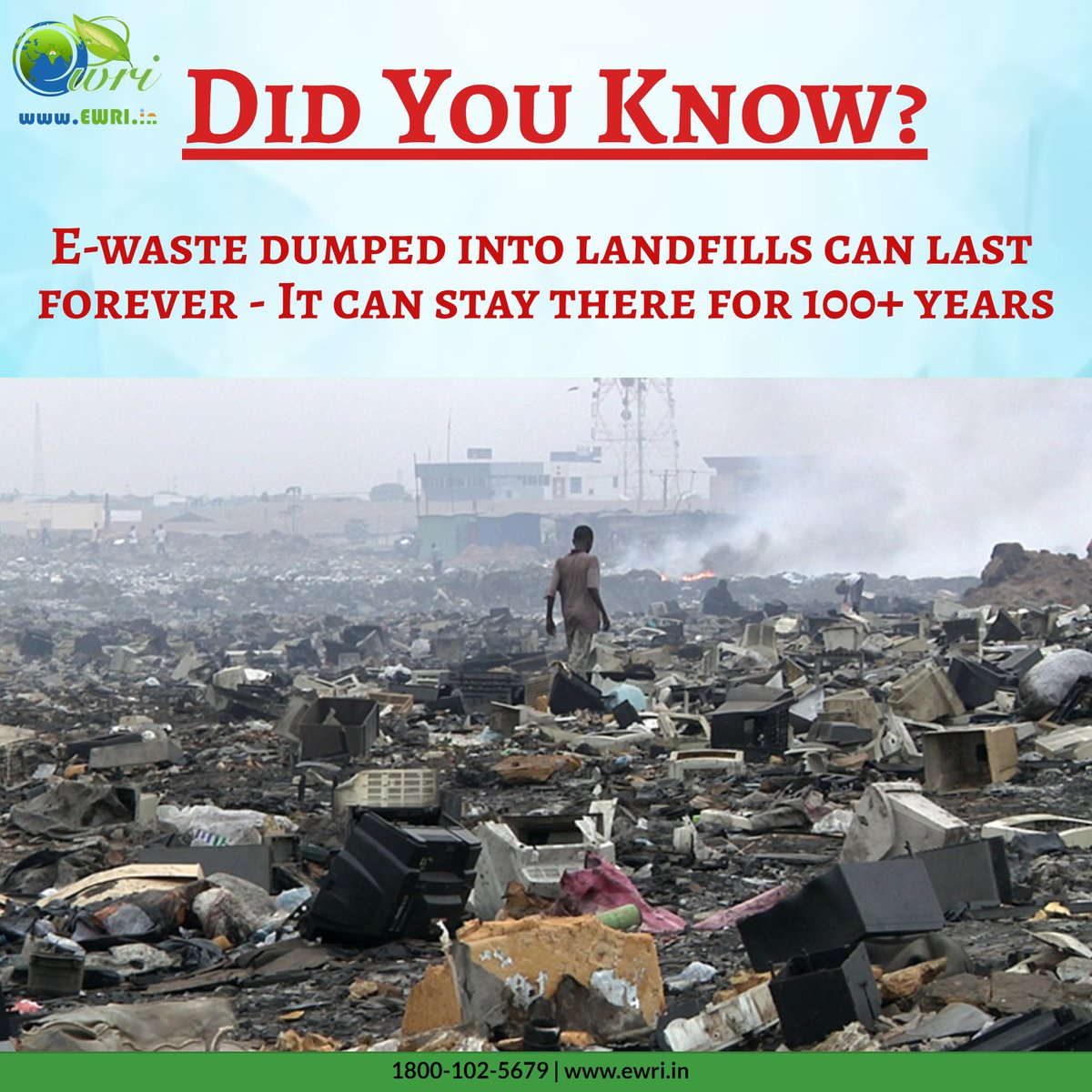 e_recyclers's tweet photo. E-waste dumped into landfills can last forever - It can 
stay there for 100+ years

#Recycle #Ewaste #EEE #ReduceReuseRecycle #ReduceWaste #ElectronicWaste #RecycleResponsibly #ZeroWaste #SaveEarth #EwasteDisposal #SustainableDisposal #news #savetree https://t.co/FU0CSrVHGx