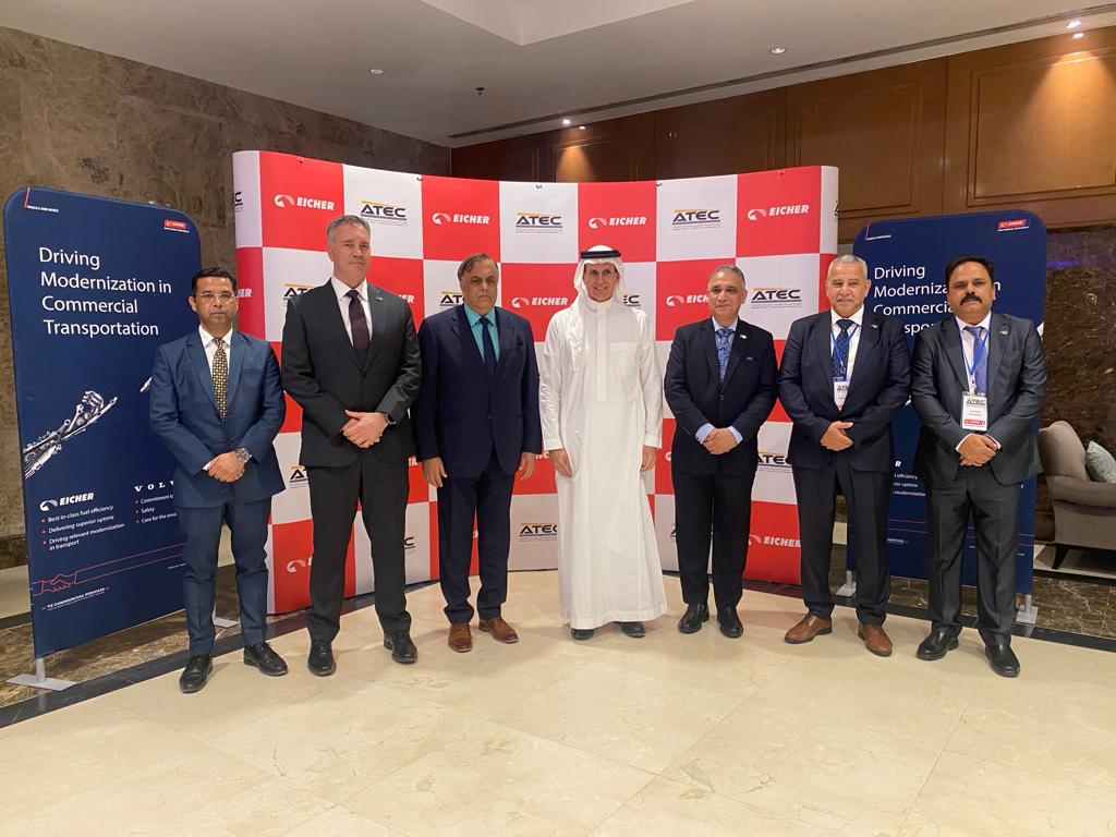 IndianEmbRiyadh's tweet photo. Amb. Dr Suhel Khan attended the launch of Pro range of Eicher Trucks &amp; Buses, on Oct 11 in Riyadh. @ETBIndia along with its local Saudi partner, ATEC, brings the latest Indian technology to the Kingdom. Such joint project further boosts strong economic linkages between  🇮🇳 &amp;🇸🇦. https://t.co/kXVa7FMOC7