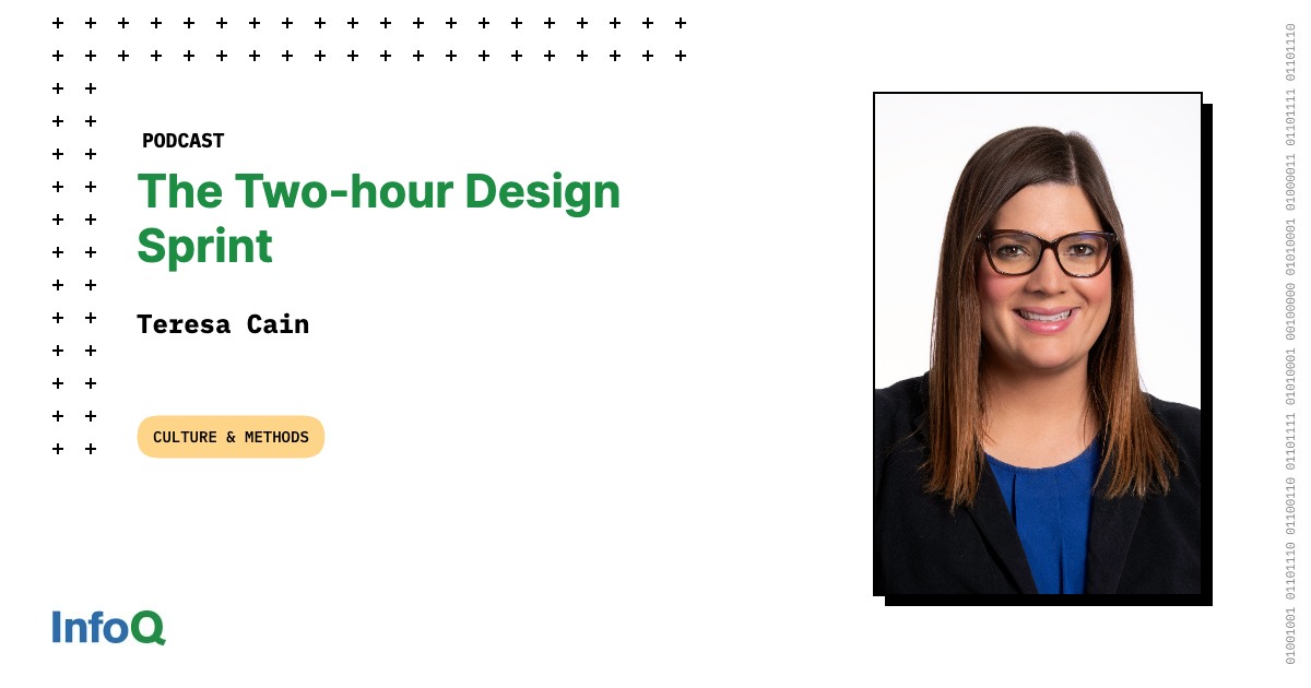💡 Can a #DesignSprint's outcomes be condensed into a powerful two-hour session?

Discover the answer in this insightful #InfoQ #podcast with Teresa Cain &amp; <a href="/shanehastie/">Shane Hastie</a> : bit.ly/4623s2u 

#Agile #Scrum #Culture
