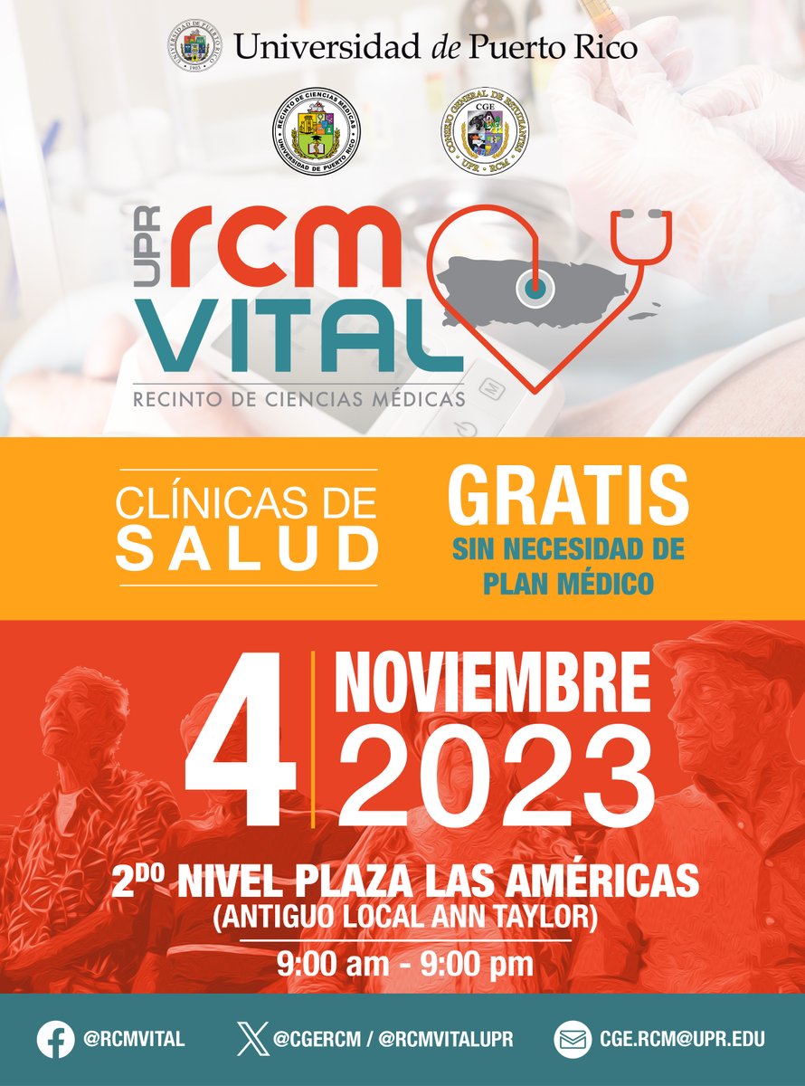Buenas, el @rcmupr y el @CGERCM les invita al @rcmvitalupr en Plaza Las Américas. @prsecsalud @prsecgov @lafortalezadepr @GovPierluisi @Miguel_Romero_