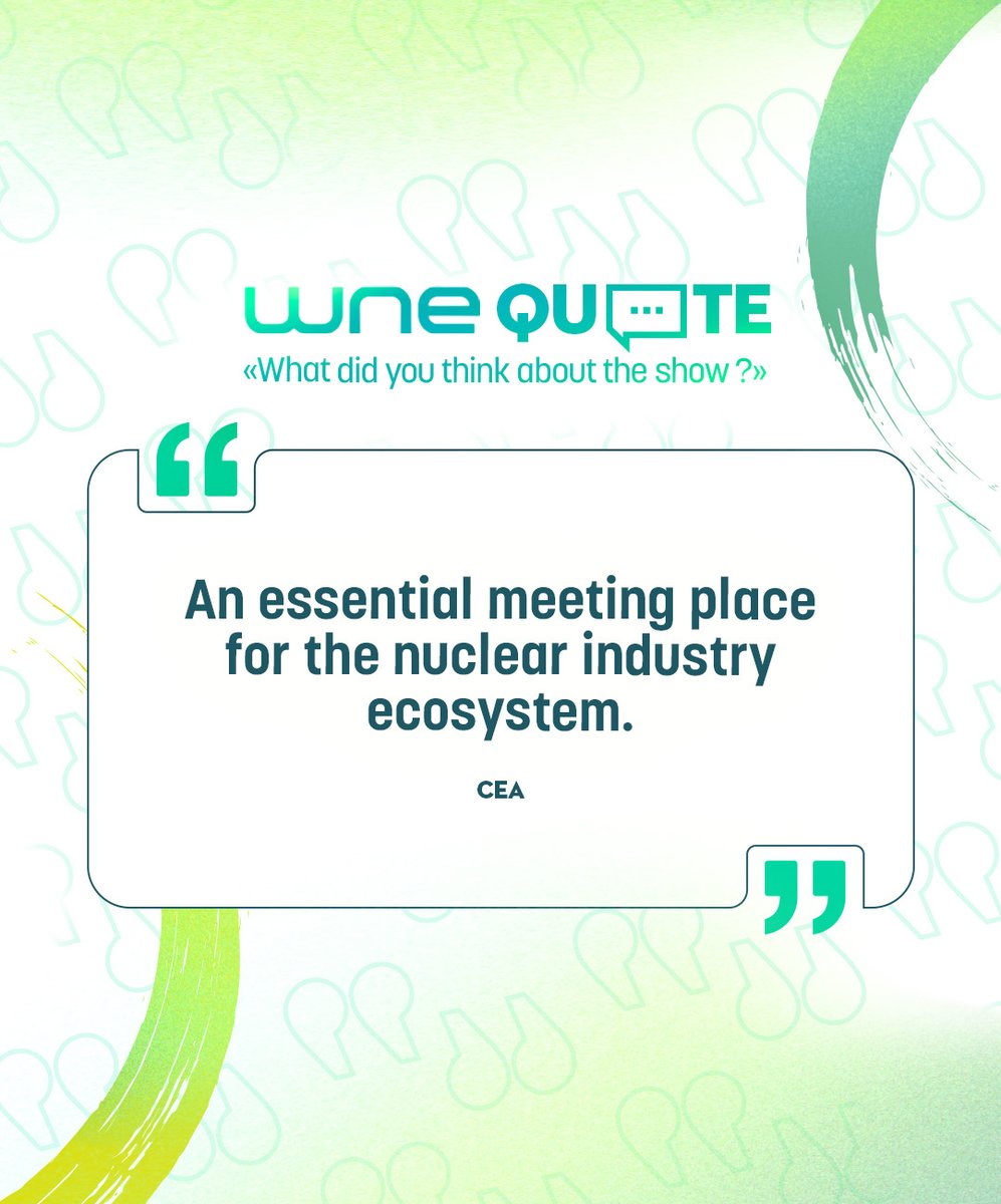 Exhibition_WNE's tweet photo. ✔️#WNE2023 is the most attended event of the civil nuclear industry. 

Bringing together 20,000 professionals covering the world value chain of the industry (50 activities). 

It is a unique opportuntity to meet international experts and discover their projects or solutions!  @CEA_Officiel  agrees⤵️ 

Register now: https://t.co/5mP2ngrjSY