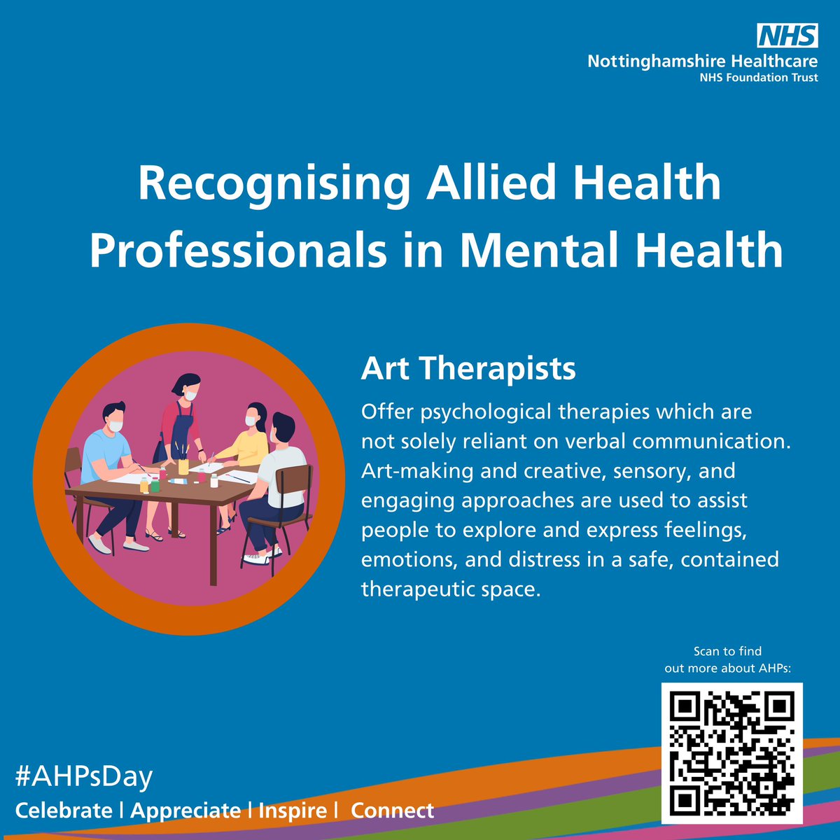 Art therapy supports people to express feelings in way they might otherwise find difficult; supporting their recovery journey #AHPsDay #AHPsinMH