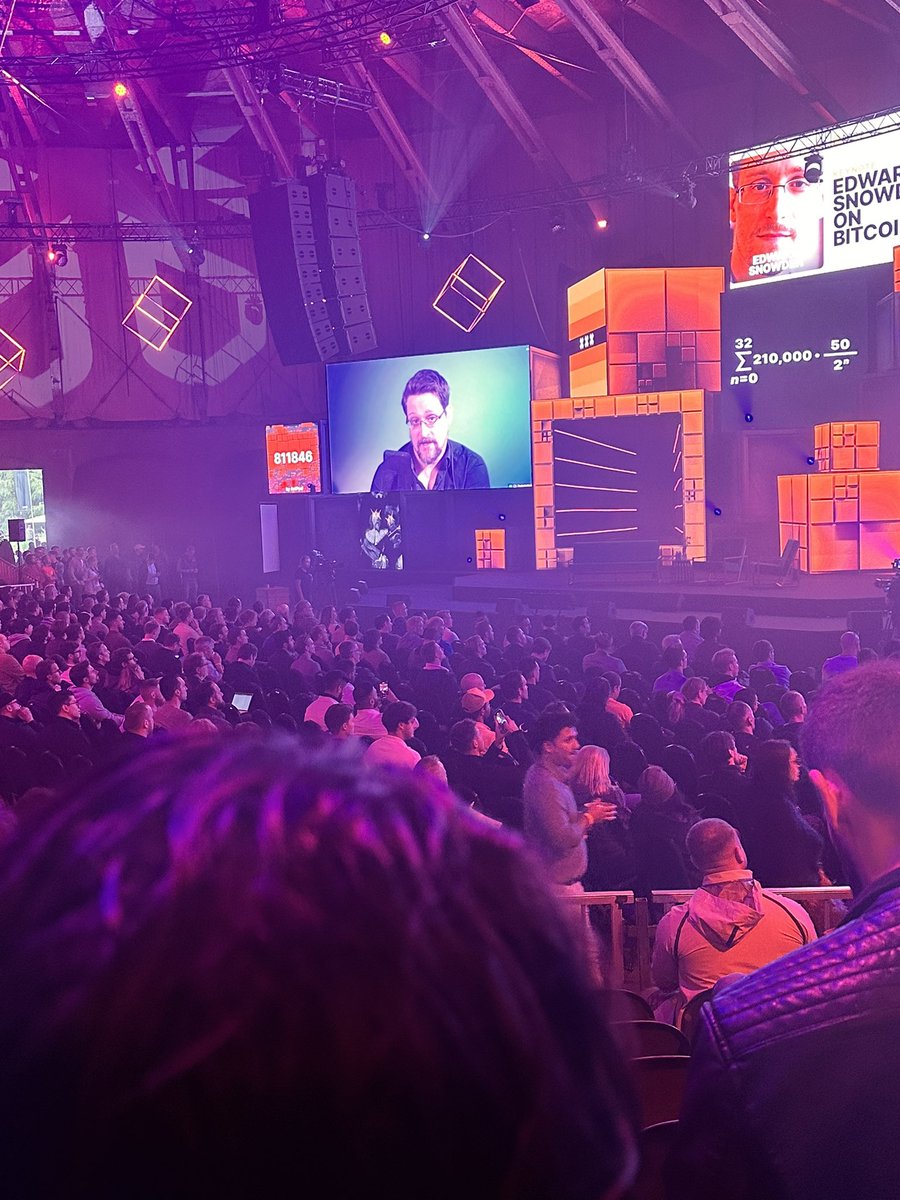 Full house for <a href="/Snowden/">Edward Snowden</a> at Bitcoin Amsterdam.