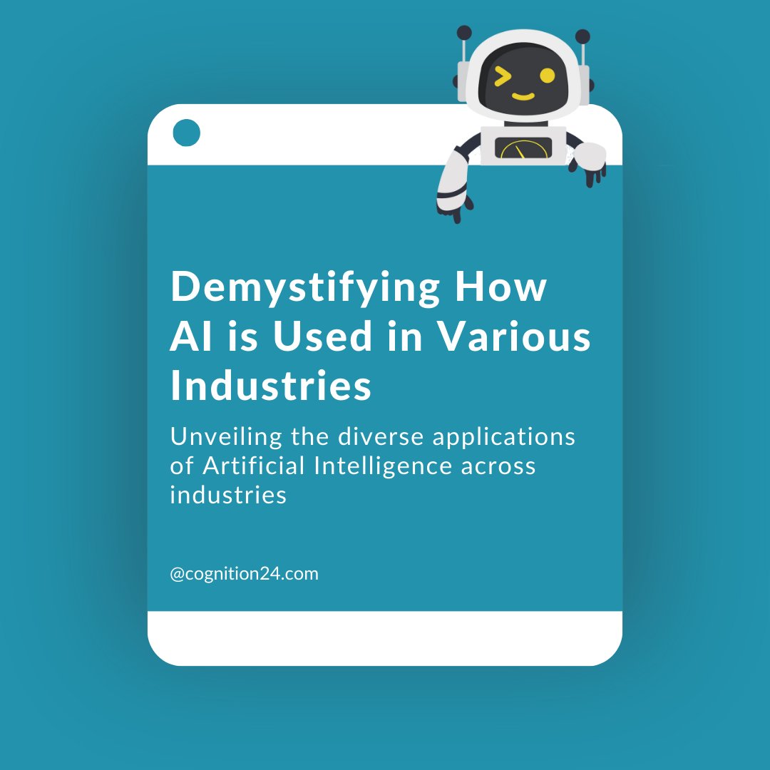's tweet image. Unveiling the diverse applications of Artificial Intelligence across industries - from healthcare to finance, entertainment to manufacturing!🌟 

Read more here: bit.ly/3M1vbJ5

#AI #ArtificialIntelligence #DemystifyAI #AIApplications #Innovation