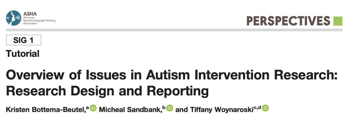 Fantastic 'tutorial' article from @KristenBott et al., which tackles issues around how 'there is little consensus on the level of methodological rigor that a study should have in order to consider it a source of evidence supporting an intervention' pubs.asha.org/doi/full/10.10…