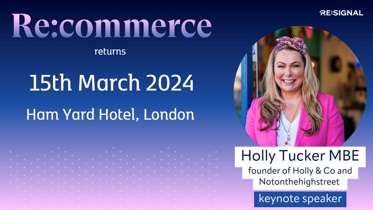 Re:commerce is back!
We are delighted to once again be hosting our purpose built ecommerce SEO conference in 2024.

We are also so excited to announce our first keynote speaker for the 2024 conference:

Holly Tucker - founder of Holly &amp; Co and Notonthehighstreet!