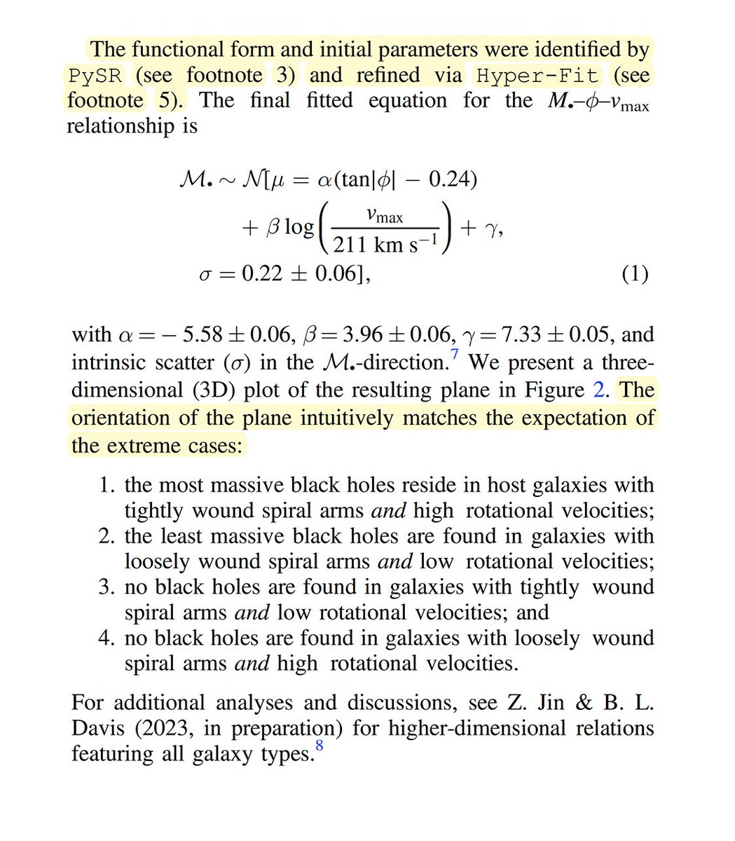 ML-accelerated scientific discovery in action! This new paper in ApJ Letters uses PySR to discover a new relation between supermassive black hole mass and properties of its host spiral galaxy: Extremely cool work!! iopscience.iop.org/article/10.384…