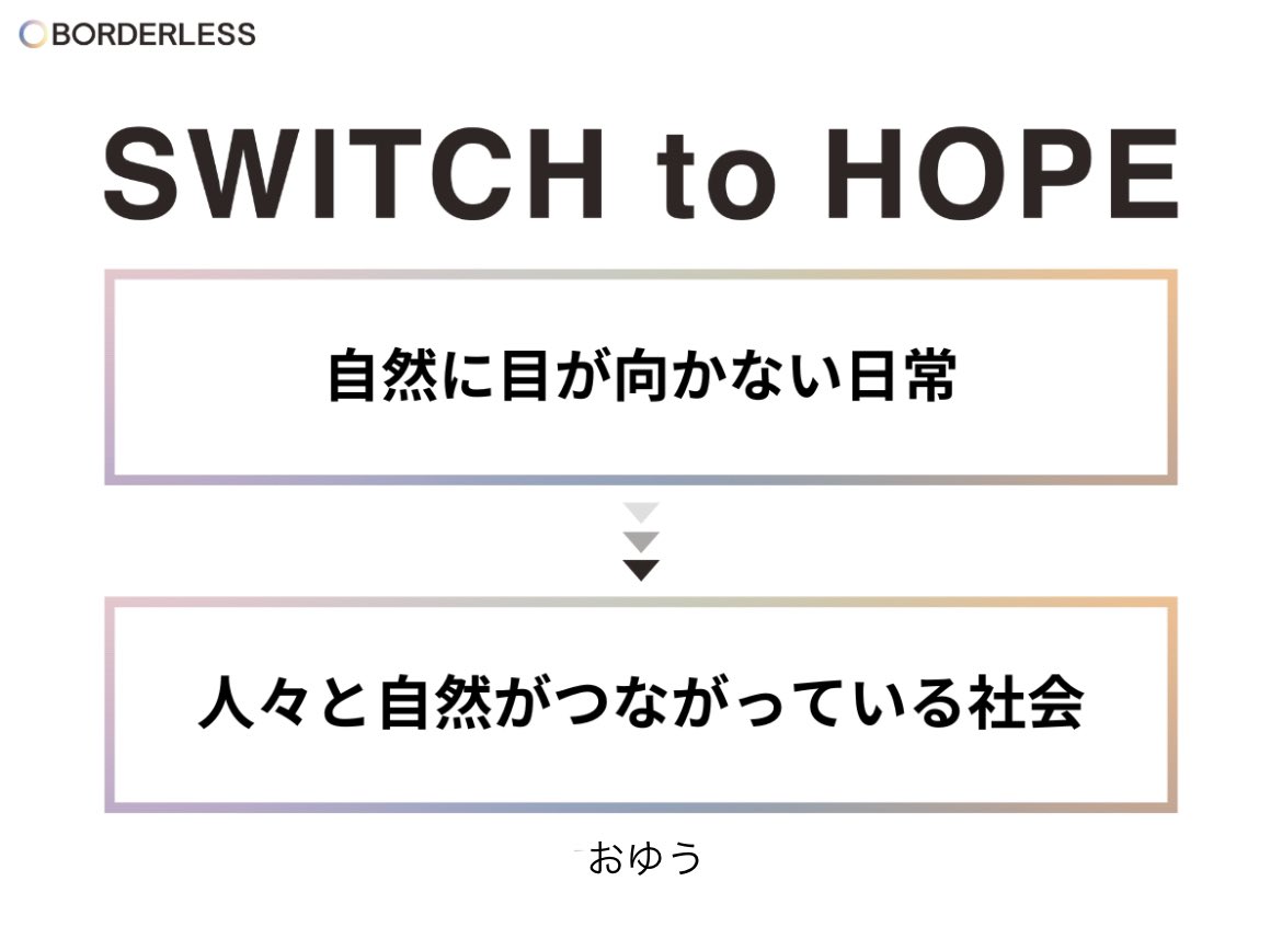 oyuu_polepole's tweet photo. ボーダレス・ジャパンのサイトが新しくなったそうです！
https://t.co/JnemHEQd0V

今の私の希望を言葉にします🌿
#SWITCHtoHOPE https://t.co/VJtj7NeKSz