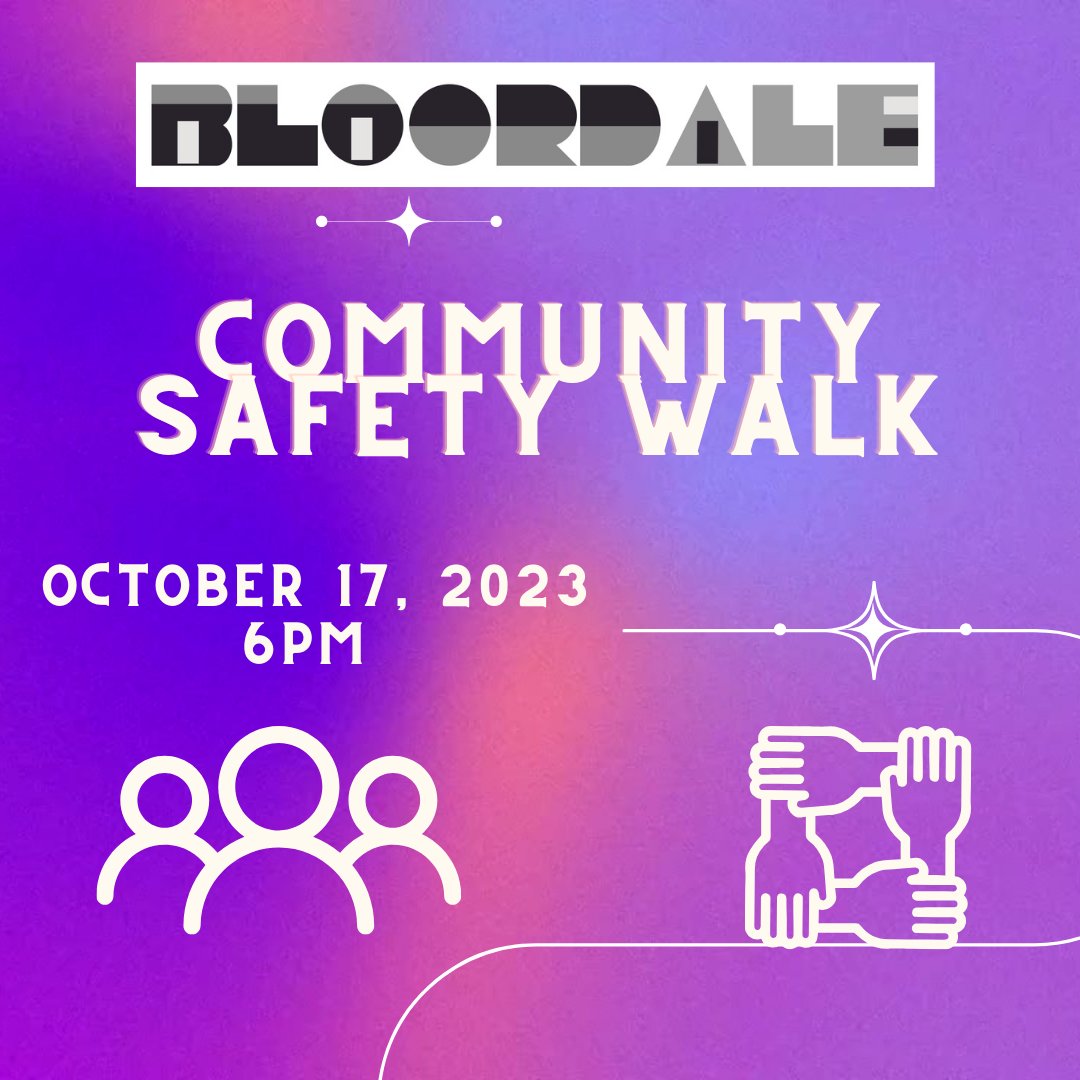 Join us on Tuesday, October 17th for a Community Safety Walk in #Bloordale. It is a FREE event being led by <a href="/BravoDavenport/">Alejandra Bravo</a> along with other representatives from City Departments and <a href="/TPS11Div/">11 Division</a>. 

More details &amp; RSVP here ⬇️ eventbrite.com/e/community-sa…