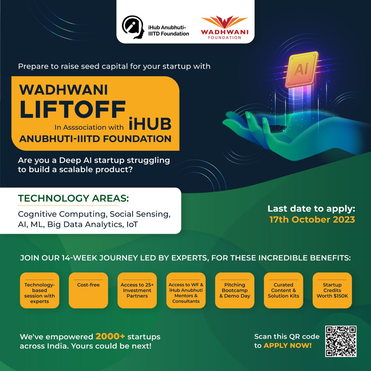 Ihubanubhuti's tweet image. 🚀 Join Our Pre-Incubation Liftoff Program! 🚀 - In Joint initiative with @witp_wadhwanifo and @AnubhutiIhub 

Register now: bit.ly/3FePE9r

#applicationopen #startups #preincubation