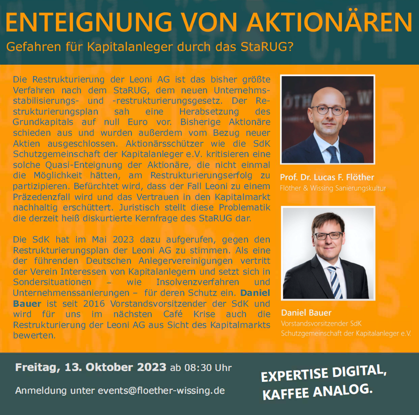 die_sdk's tweet photo. Morgen in der Früh (13.10. um 08:30 Uhr) diskutieren @DanielBauer und Prof. Dr. Flöther über das neue Kapitalmarkt-Schreckgespenst #StaRUG. Gerne noch anmelden und live virtuell mit dabei sein. 🗒️ https://t.co/aNb7XRiU0n