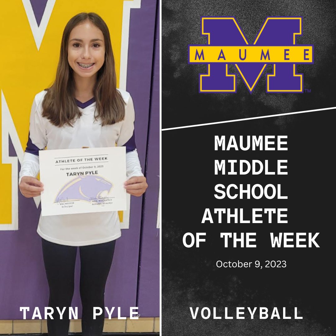 Meet this week's Maumee Middle School Athlete of the Week -- 8th-grade volleyball player Taryn Pyle.

#wearemaumee
<a href="/MaumeePanthers/">Maumee Panthers</a> 
<a href="/MaumeeMS/">Maumee Middle School - Mrs. Wojcik</a>