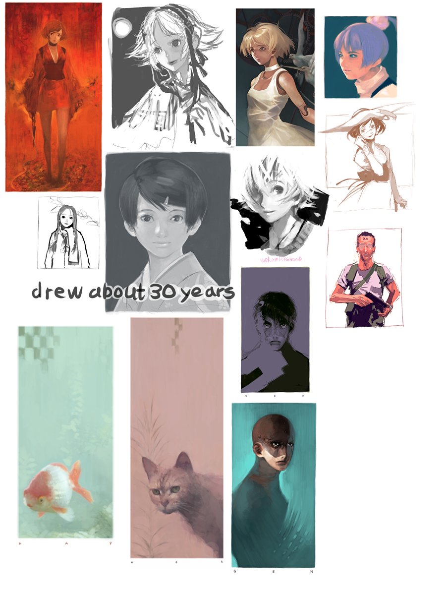 誕生日を祝って頂き嬉しいです、最近デビュー直前の30年くらい前のレベルは描けるようになりました、最近の絵はあの頃と同じ筆の設定と同じ描き方で描いてました、今はまだ難しいけど、いつか、引退直前の15年前のニーアを担当してた頃のレベルがまた描けるように頑張ります☆
