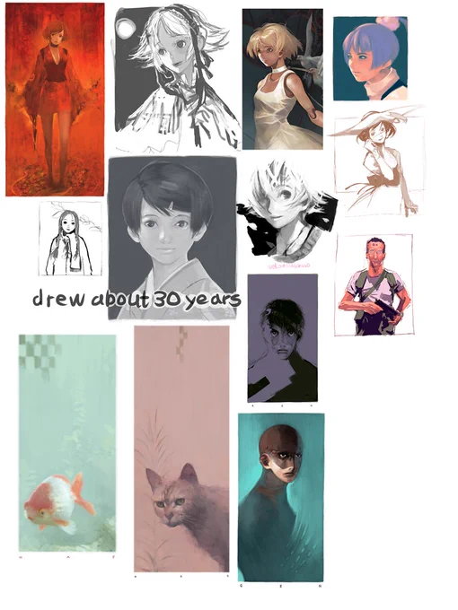 誕生日を祝って頂き嬉しいです、最近デビュー直前の30年くらい前のレベルは描けるようになりました、最近の絵はあの頃と同じ筆の設定と同じ描き方で描いてました、今はまだ難しいけど、いつか、引退直前の15年前のニーアを担当してた頃のレベルがまた描けるように頑張ります☆ 