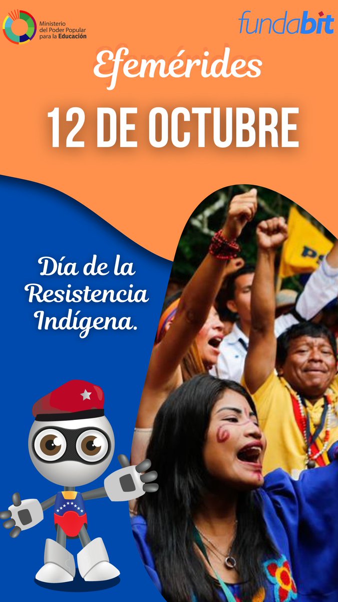 #12Oct Hoy celebramos el Día de la Resistencia Indígena, recordando la valentía y lucha de los pueblos originarios frente a la colonización. Es un día para honrar su cultura, respetar sus derechos y promover la inclusión y justicia para todos.
