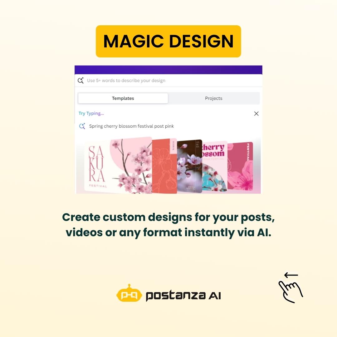 Postanza_ai's tweet image. Make Your Work Easy, Effective, and Creative with Canva&apos;s Magic Studio!✨🚀 #MagicOfAI

#Canva&apos;s new #MagicStudio is revolutionizing the way we create content. With its amazing #AI features; creating stunning visuals has never been easier. ⚡️

Have you experimented with it?