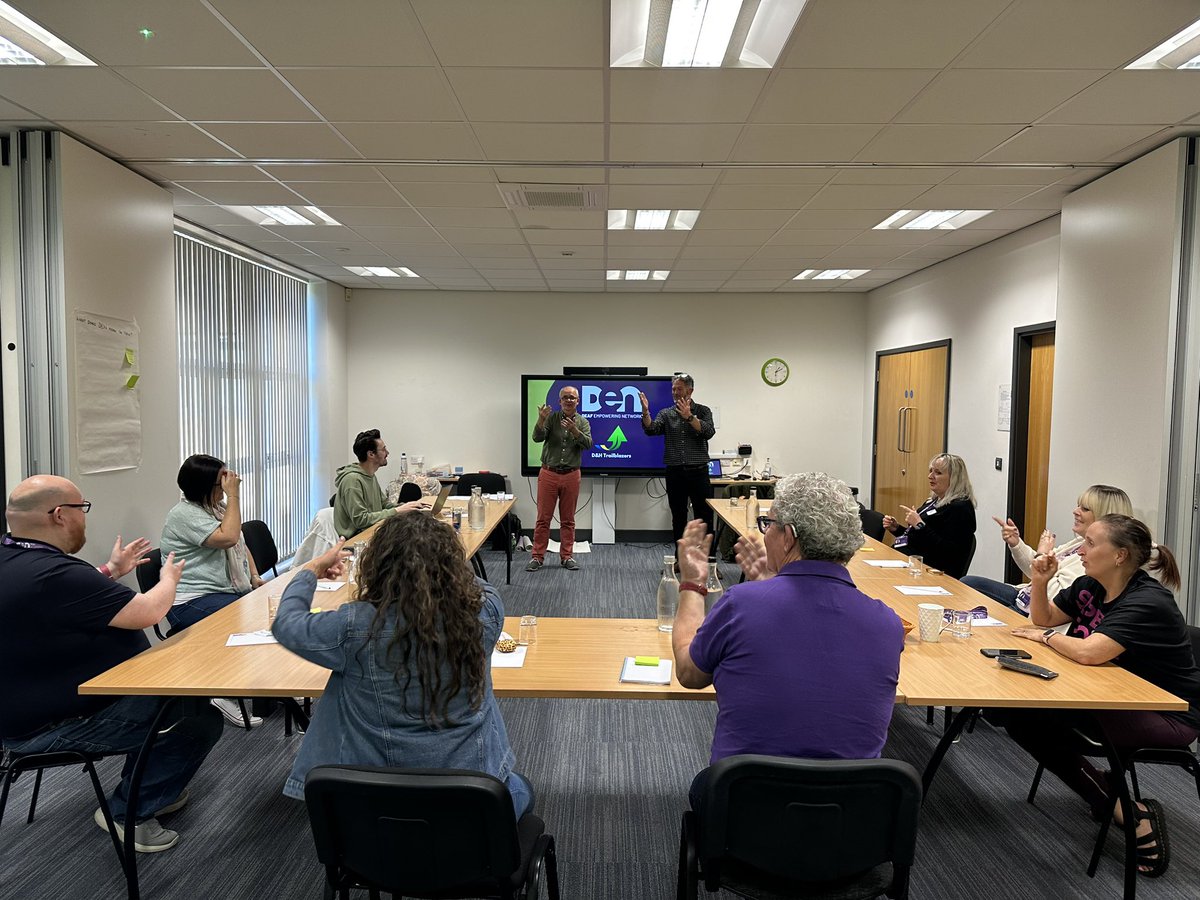 DeafEmpNet's tweet image. 🚀 Today, @TrailblazersDh unite for team spirit and innovation! 🌟 Elevating DEN strategies, our awesome team is excited to share ideas and embrace new learnings. 🌈 Gear up for positive changes and an amazing year ahead! 💪 #TeamInspiration #DEN #InnovationJourney