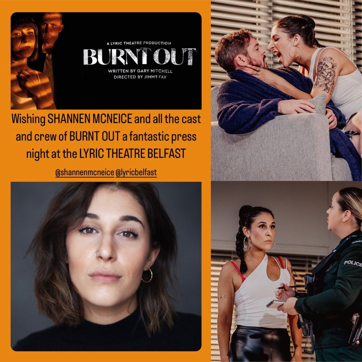 Such an honour to see <a href="/shannenmcneice/">Shannen McNeice</a> who absolutely smashed her <a href="/LyricBelfast/">Lyric Theatre Belfast</a> debut! 
I could not be prouder! 
#BurntOut #Actress #Belfast #Agent