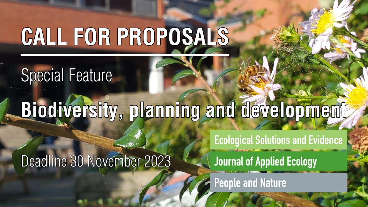 Journal of Applied Ecology (@jappliedecology) on Twitter photo New Special Feature with <a href="/AER_ESE_BES/">Applied Ecol. Resources|Ecol. Solutions & Evidence</a> <a href="/PaN_BES/">People and Nature</a> ✨
Help us build the evidence base on the effect of #planning & #development on biodiversity incl. adhering to #policy and the processes involved with #stakeholders!
Submit a proposal: besjournals.onlinelibrary.wiley.com/hub/biodiversi…
#BiodiversityNetGain New Special Feature with <a href="/AER_ESE_BES/">Applied Ecol. Resources|Ecol. Solutions & Evidence</a> <a href="/PaN_BES/">People and Nature</a> ✨
Help us build the evidence base on the effect of #planning & #development on biodiversity incl. adhering to #policy and the processes involved with #stakeholders!
Submit a proposal: besjournals.onlinelibrary.wiley.com/hub/biodiversi…
#BiodiversityNetGain