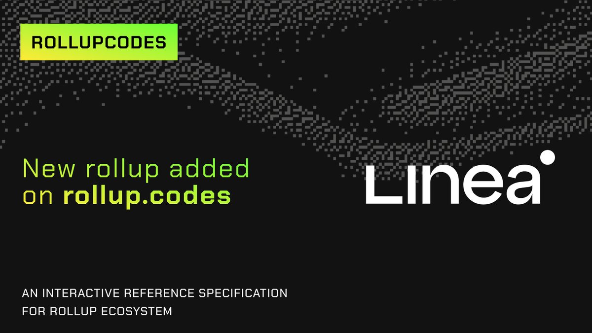 📢 We’re happy to announce that <a href="/LineaBuild/">Linea.eth</a> is now supported on rollup.codes - the go-to interactive reference for the rollups ecosystem!

🛠️You can now explore the technical details of Linea, including OPCODEs, precompiled contracts, RPC-API and more