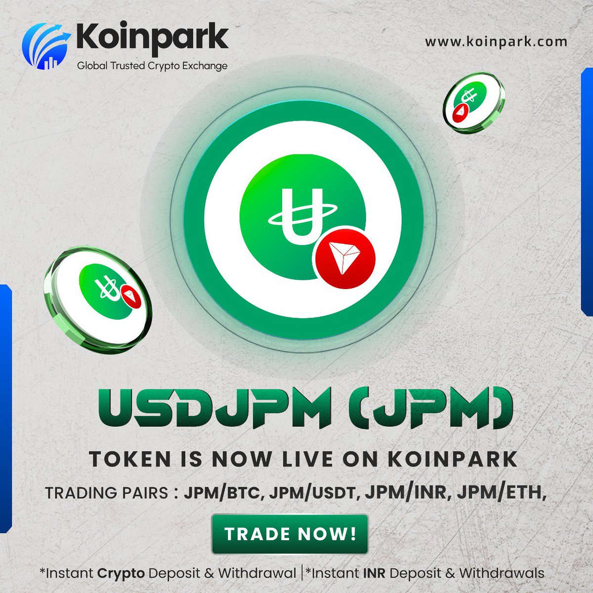 usdjpm's tweet photo. you can already trade on📊💎 https://t.co/LH5Cbsy9Kr with our currency  JPM /BTC  JPM/ ETH  JPM/ USDT  JPM/ INR https://t.co/Rts9G3xOQp