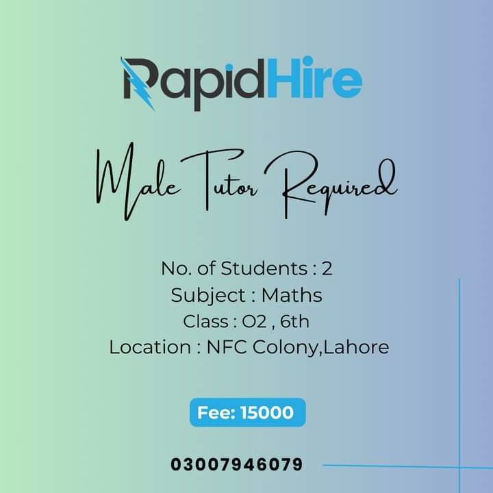 📢 Job Opportunity: Math Teacher Needed for Two Kids! 📚
Are you a passionate and dedicated math teacher? Rapid Hire has an exciting opportunity for you! Our client is seeking a male math teacher for their two children.
Please contact us on WhatsApp at 03007946079.
#RapidHire
