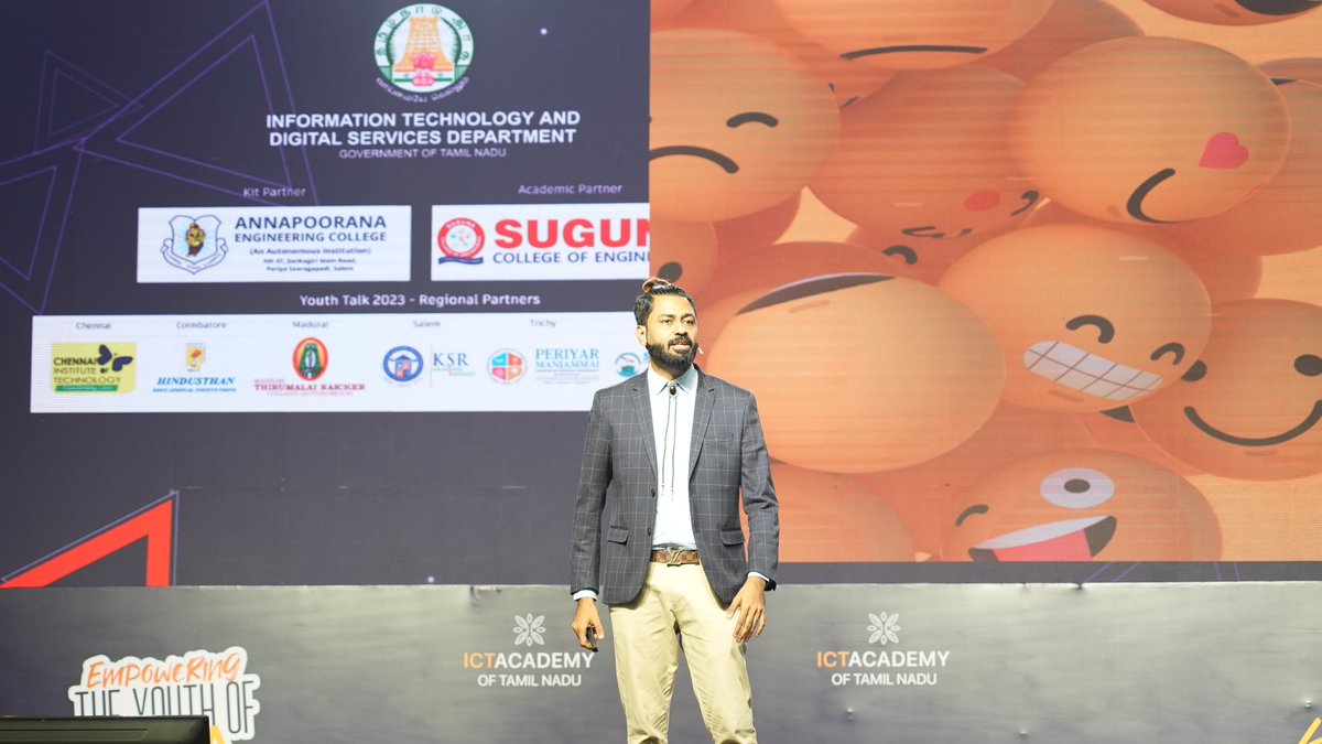 ictacademyindia's tweet photo. Mike Murali, Chief Fun Officer, Capgemini India delivered a spectacular keynote at the ICT Academy Youth Leadership Summit 2023.

Murali spoke about "The 5E Essentials: Evolution, Education, Environment, Experiment, Enjoyment."

#ictacademyindia #YouthTalk2023 #YLS23 https://t.co/jot4jh9rj0