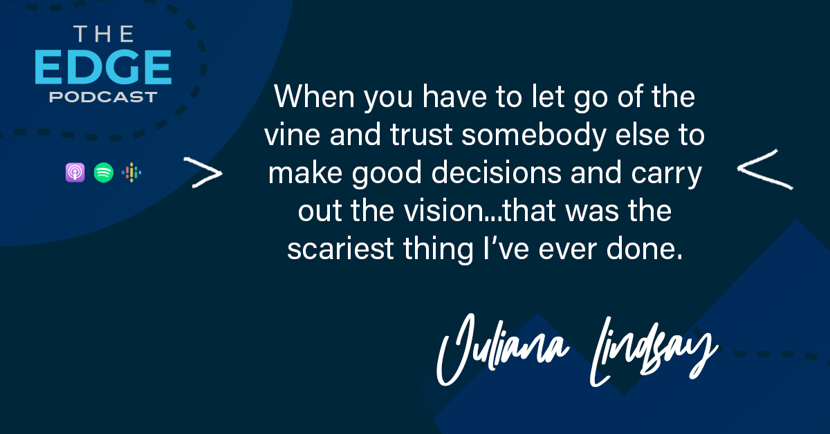 Great to have Juliana Lindsay on #TheEdge to talk about letting go of the vine, the power of #EOS to create #clarity &amp; #traction, and more hubs.li/Q025hqyJ0 #visionary #theedgepodcast <a href="/EOSWorldwide/">EOS Worldwide</a> <a href="/TheGibsonEdge/">Gibson</a>