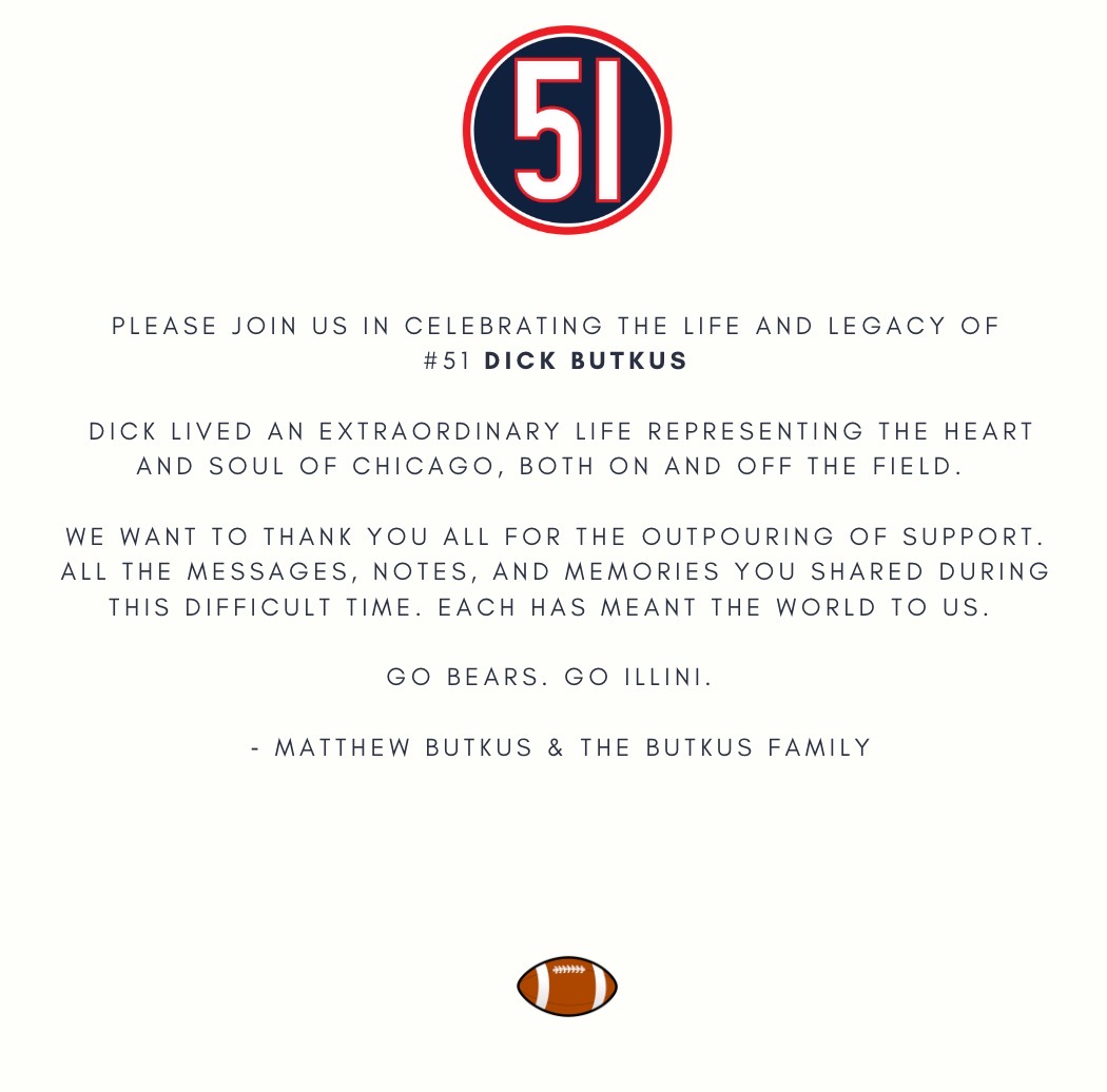 A few words from the Butkus Family...