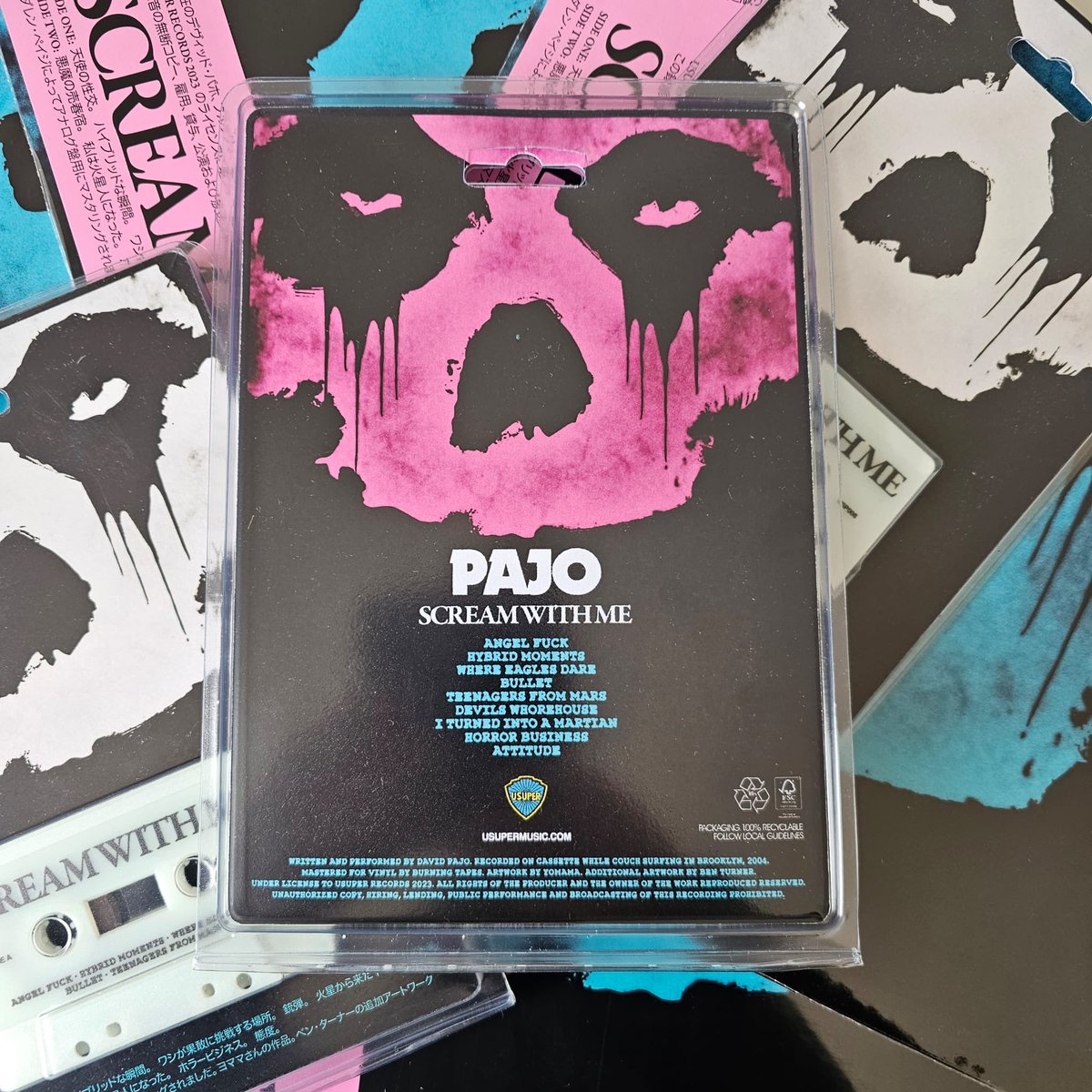 Out tomorrow Friday 13th at 12pm bst DAVID PAJO - SCREAM WITH ME LP - fluorescent pink vinyl MC - glow in the dark shell Usupermusic.com