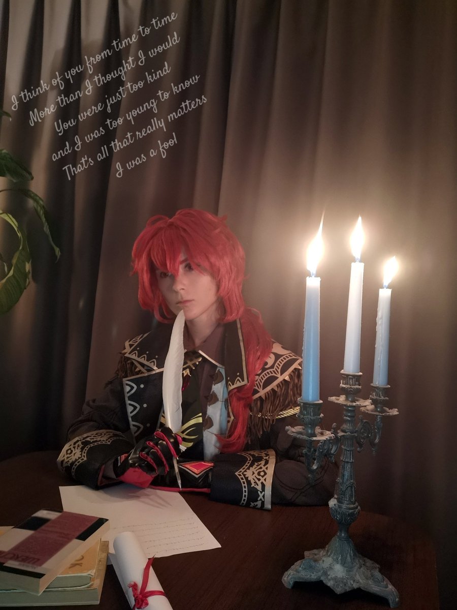 A letter Diluc has never sent to Kaeya.
Or maybe he sent it, who knows...

Diluc by me <a href="/_Terios_/">angry dragon (angry-dragon.bsky.social)</a>

#Genshin #Diluc #kaeluc #luckae #diluccosplay #genshincosplay #cosplay #GenshinImpact #геншин #дилюк #кэйа #косплей