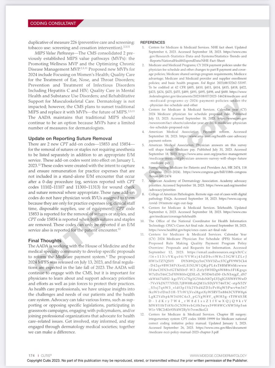 In press…Update on Dermatology Reimbursement in 2024 @aadmember #hr2474 #fixmedicarenow #patientaccess @amermedicalassn #hr2630 #s652 #safestepact 
@zuckersom @northwelldermatology @northwellhealth