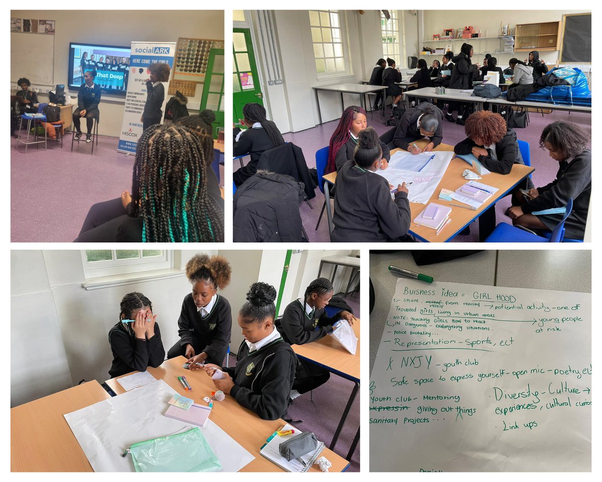 Great week of business planning with the girls from <a href="/ValePrendergast/">Prendergast-Vale</a> as part of our Here Comes The Girls programme generously funded by <a href="/HiscoxUK/">Hiscox UK</a> 

Working in groups exploring the 'why' behind their project ideas

#HereComesTheGirls #Hiscox #WomenInHiscox #SocialArkFamily💙