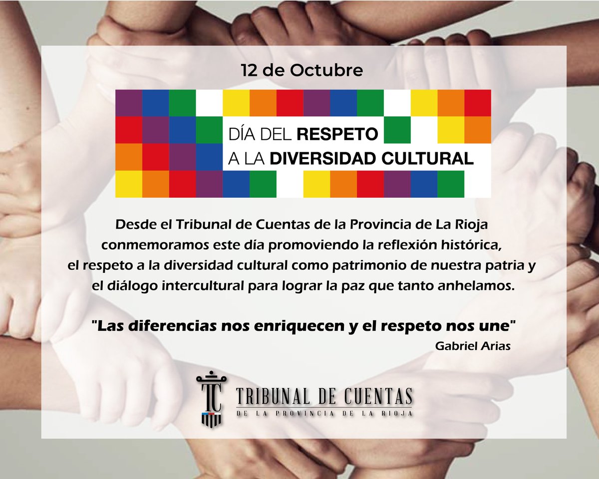 Hoy conmemoramos este día con la convicción de que la interacción entre culturas y la defensa del respeto a la diversidad son el cimiento para el progreso de nuestra nación  🇦🇷🌎

 #DiaDelRespetoALaDiversidadCultural #Culturas #Respeto