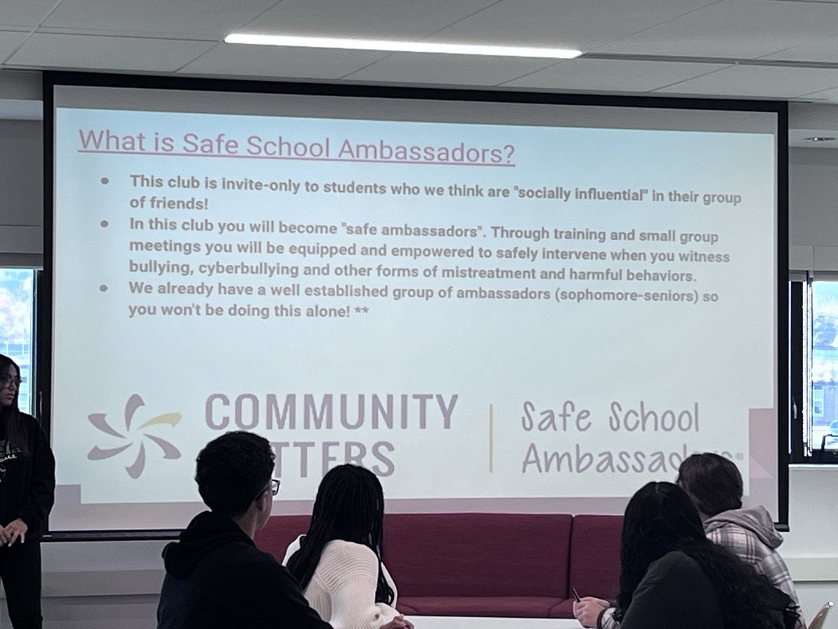 BCSD_BHSPrin's tweet photo. BHS Safe School Ambassadors new member meeting is happening. Each year a additional students are invited into the group. Together they combat bullying in the high school. @brewsterschools #bhspride https://t.co/rlGmmH9nFG