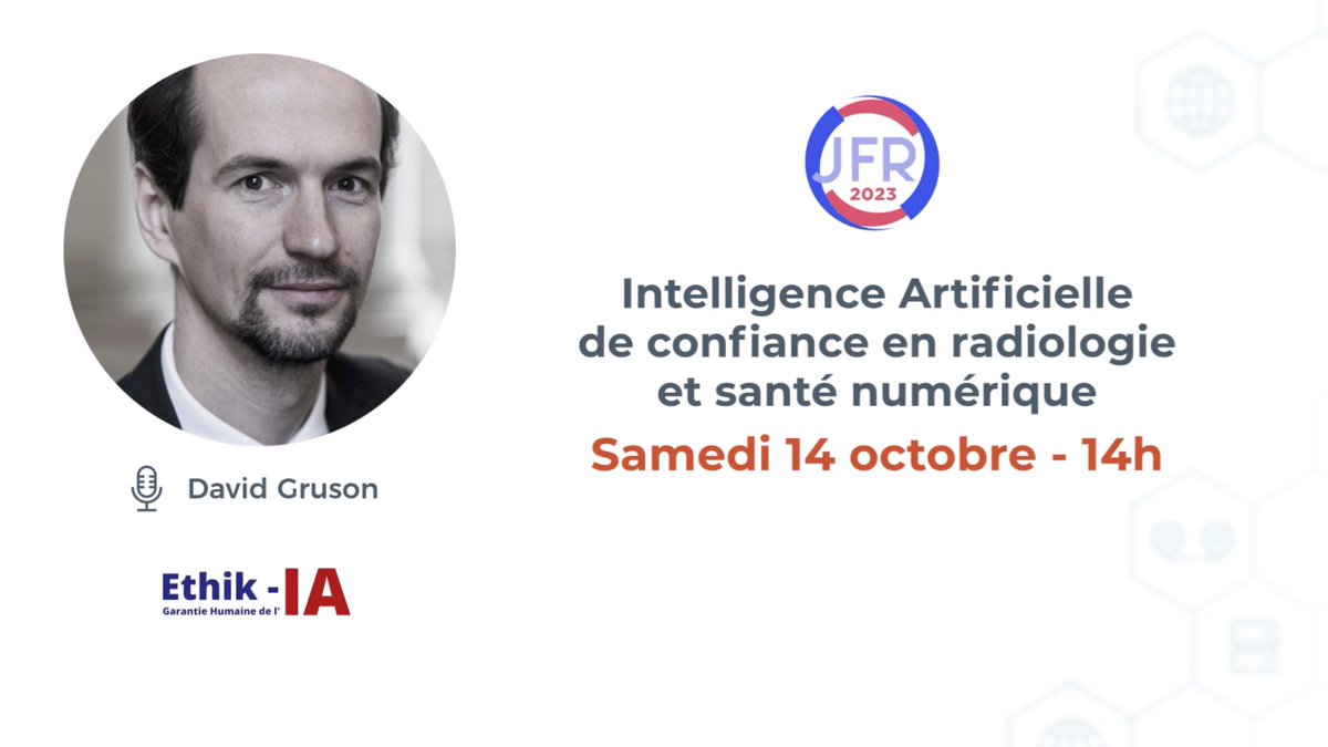2ème journée #JFR2023, au programme :

1️⃣Tout savoir sur la DRIMbox
11h - avec Daniel Kuentz et <a href="/jmchevilley/">Jean-Marc Chevilley</a>

2️⃣Intelligence Artificielle de confiance en radiologie et santé numérique
14h - avec <a href="/GrusonDavid/">David Gruson</a>, Dr Elisabeth Parizel et Dr <a href="/YHetmaniak/">Yann Hetmaniak</a>

📍 Stand 1P03, Hall Paris