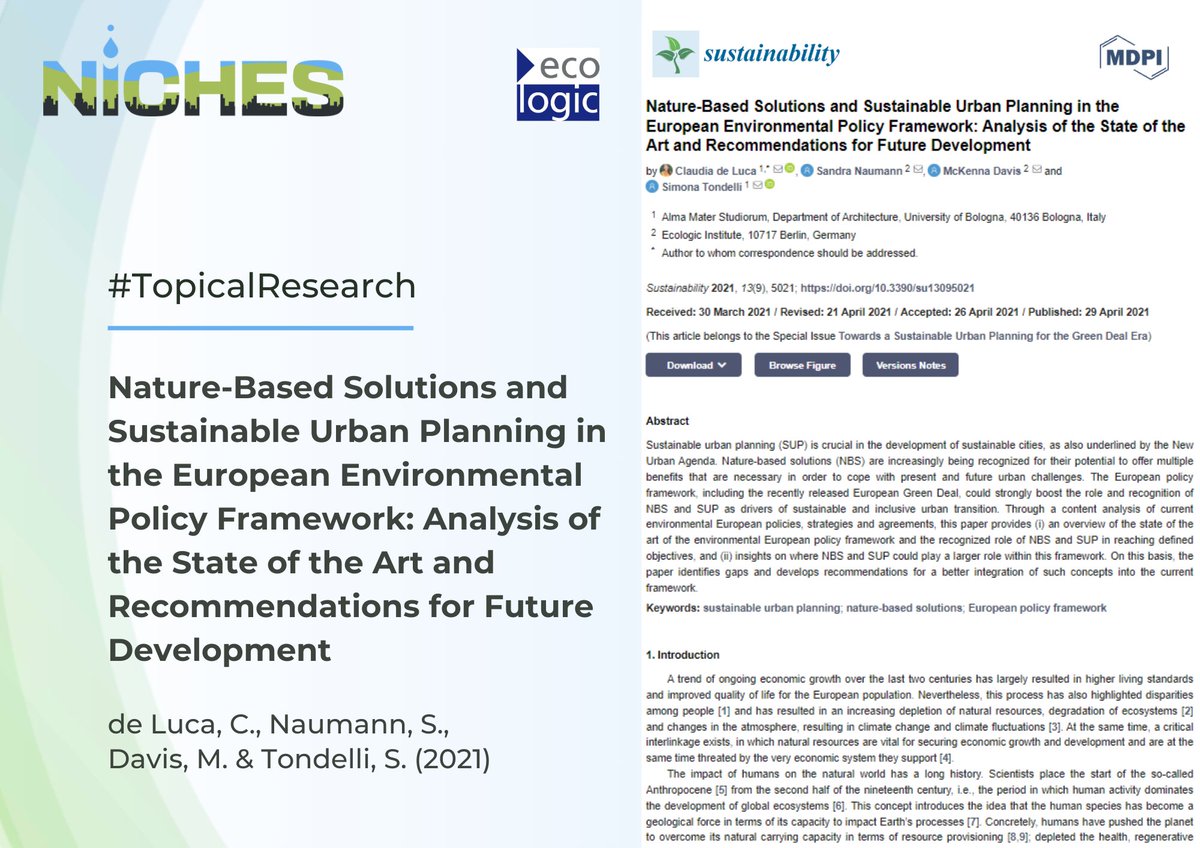 NICHES Project (@niches_project) on Twitter photo ❓ Would you like to learn more about the role of #NBS and SUP in European Environmental Policy Framework?
ℹ Take a look at the next paper in our #TopicalResearch campaign, co-written by members of NICHES partner <a href="/EcologicBerlin/">Ecologic Institute</a> 👉 bit.ly/45rYAmO ❓ Would you like to learn more about the role of #NBS and SUP in European Environmental Policy Framework?
ℹ Take a look at the next paper in our #TopicalResearch campaign, co-written by members of NICHES partner <a href="/EcologicBerlin/">Ecologic Institute</a> 👉 bit.ly/45rYAmO