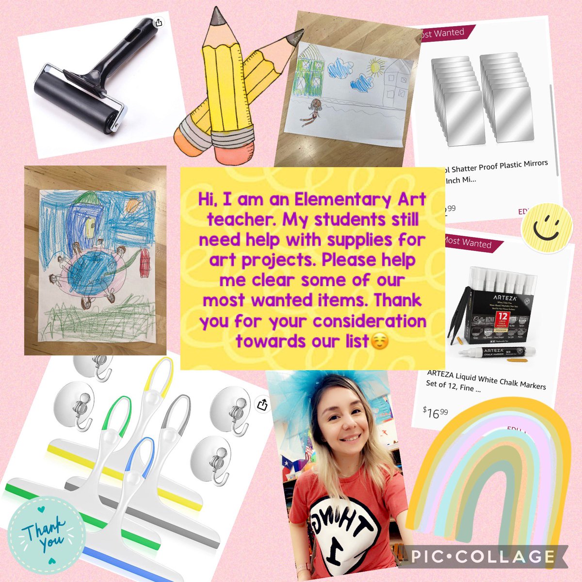 Hi there, thank you for the support💕I am a #texas art teacher with over 580 students from low socioeconomic communities in a title 1 school. Please help my art🎨class #clearthelist. If you can, help with an item or RT!!💕#teachertwitter #clearthelist2022 amzn.to/3Vkxudm