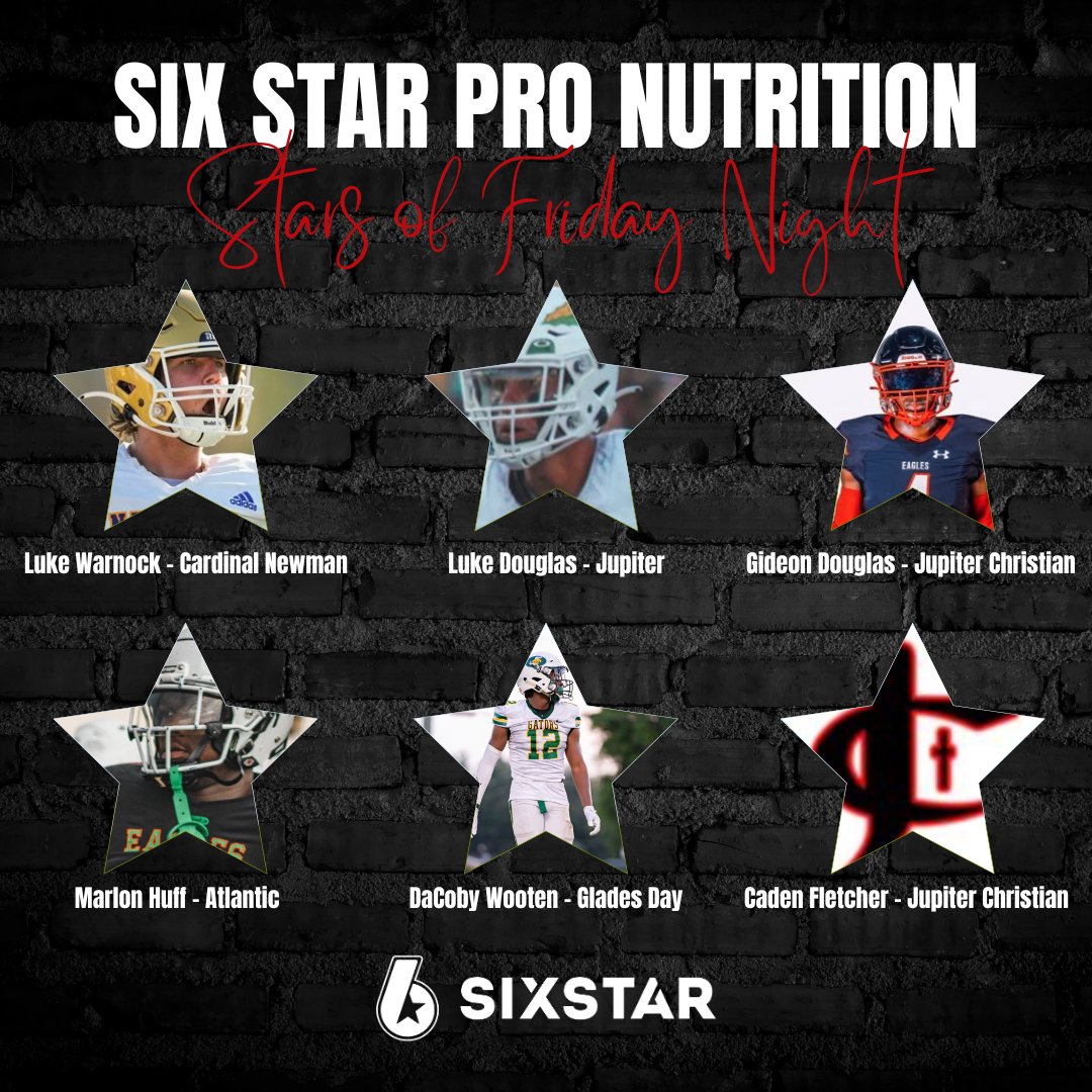 ESPN Top 63 (@espntop63) on Twitter photo The <a href="/SixStarPro/">Six Star Pro Nutrition</a> Stars of Week 7‼️
<a href="/lukeewarnock/">Luke Warnock 3⭐️ QB</a> ⭐️228 Pass Yards | 7 Pass TD
<a href="/Luke_Douglas1/">🌟Luke Douglas🌟</a> ⭐️307 Pass Yards | 5 Total TD
<a href="/Gideon4Douglas/">Gideon Douglas</a> ⭐️208 Total Yards | 3 TD
@42Huff ⭐️13 TKL | 2 Sacks
DaCoby Wooten ⭐️KO Return TD | 113 Yards Rec | 10 TKL
Caden Fletcher ⭐️6 Sacks The <a href="/SixStarPro/">Six Star Pro Nutrition</a> Stars of Week 7‼️
<a href="/lukeewarnock/">Luke Warnock 3⭐️ QB</a> ⭐️228 Pass Yards | 7 Pass TD
<a href="/Luke_Douglas1/">🌟Luke Douglas🌟</a> ⭐️307 Pass Yards | 5 Total TD
<a href="/Gideon4Douglas/">Gideon Douglas</a> ⭐️208 Total Yards | 3 TD
@42Huff ⭐️13 TKL | 2 Sacks
DaCoby Wooten ⭐️KO Return TD | 113 Yards Rec | 10 TKL
Caden Fletcher ⭐️6 Sacks