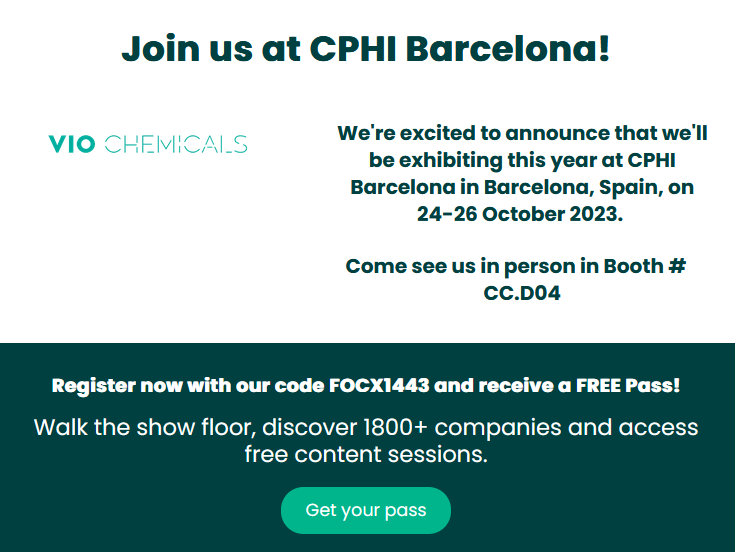VioBiosynth's tweet photo. 📢  The CPhI exhibition in Barcelona is just around the corner! 

Register below link and receive a FREE Pass! 👇

 https://t.co/vrQJIvwZ6X

#VIO #CPhI2023 #CPhIBarcelona #Collaborations #CPhIFreePass https://t.co/DReEctK8RF