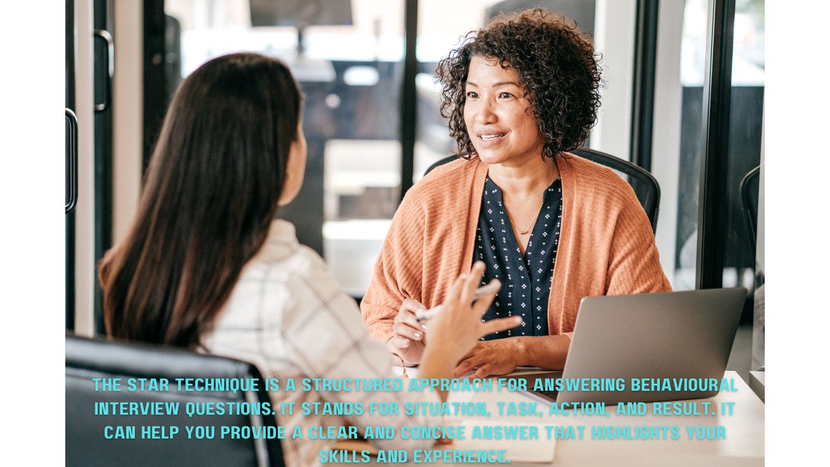 RecruitAccalia's tweet image. Master your next interview with the STAR technique!
Situation: Set the scene.
Task: Describe your responsibility.
Action: Explain what you did.
Result: Share the outcome.
This method showcases your skills effectively! ✨ #JobInterviewTips #CareerAdvice #STARMethod