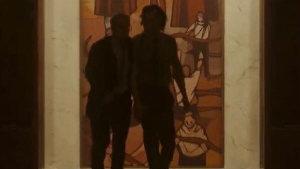 DailyLokius's tweet photo. Tom Hiddleston and Owen Wilson secretly shook hands under the table and agreed to make Loki and Mobius as gay as they possibly could. can confirm I was the table https://t.co/RinI7yhadf