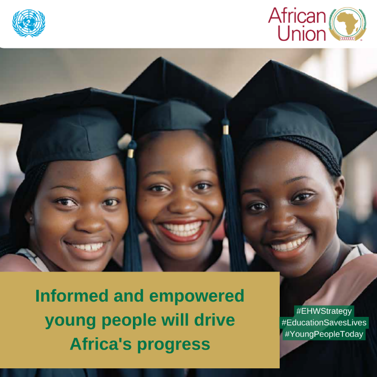 UNESCO_Dakar's tweet photo. ๐คThe African Union, UNESCO, IPPF, UNFPA, and WHO have come together to launch the Continental Strategy on Education for Health and Well-being of Young People. Informed and empowered young people will drive Africa's progress ๐ฅ #EHWStrategy #YoungPeopleToday #EducationSavesLives https://t.co/kDi9sv0jBf