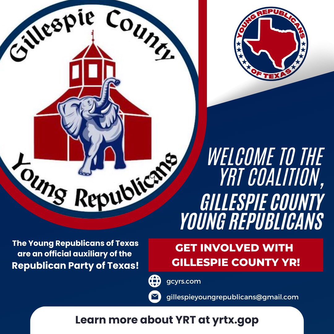 YRsOfTexas's tweet photo. The YRT Board chartered THREE new clubs Monday evening! 

Congratulations and welcome to the YRT Coalition, Gillespie County Young Republicans!

 @Gillespie_YRs @TexasGOP https://t.co/FcLjaLa9Ah