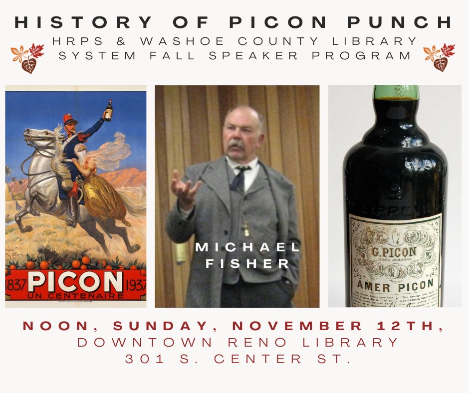 historicrenonv's tweet photo. Michael Fisher shares the history of this popular Nevada cocktail as part of the Historic Reno Preservation Society and Washoe County Library System Fall Speaker Program. Free to the public; come "imbibe" in this intoxicating topic. https://t.co/Bnt6638OOu