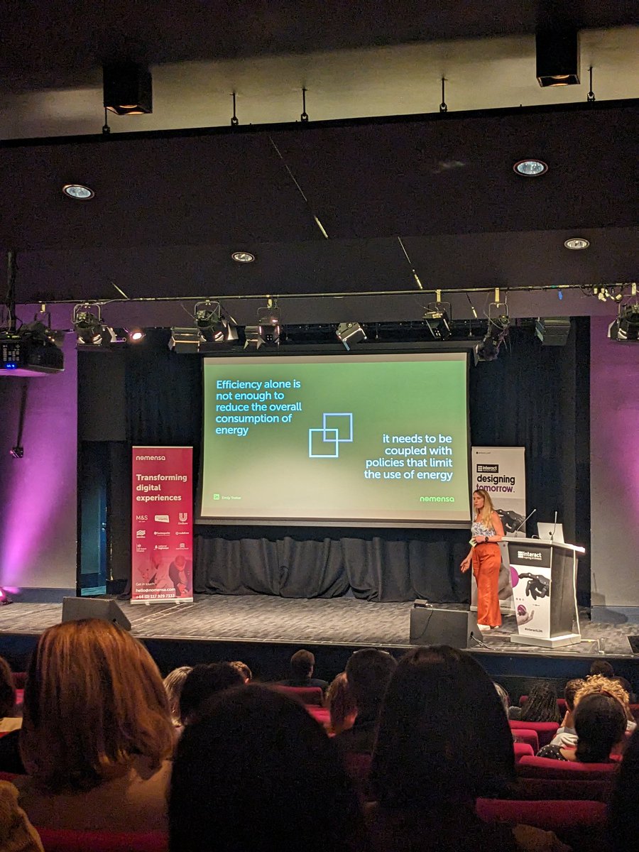 Emily explains that efficiency alone is not enough to reduce the overall consumption of energy.

It needs to be coupled with policies that limit the use of energy 💡

<a href="/EmilyTrotter/">Emily Trotter 🌍🌿🖍✌️</a> <a href="/we_are_Nomensa/">Nomensa</a> #InteractLDN #UX #UXDesign #Design #UserExperience